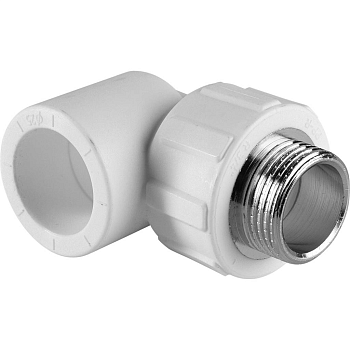 Угольник Политэк 25x3/4" НР для полипропиленовых труб (сварка) белый