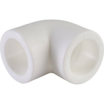 Угольник 90° Политэк 25 для полипропиленовых труб (сварка) белый