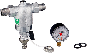 Фильтр FAR 1/2" НР с манометром (сетка 300 мкм) 