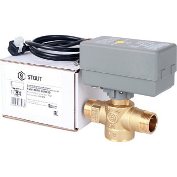 STOUT 2-Ходовой зональный клапан (сервопривод 230V с 3-х жильным кабелем 1м. НР 3/4")