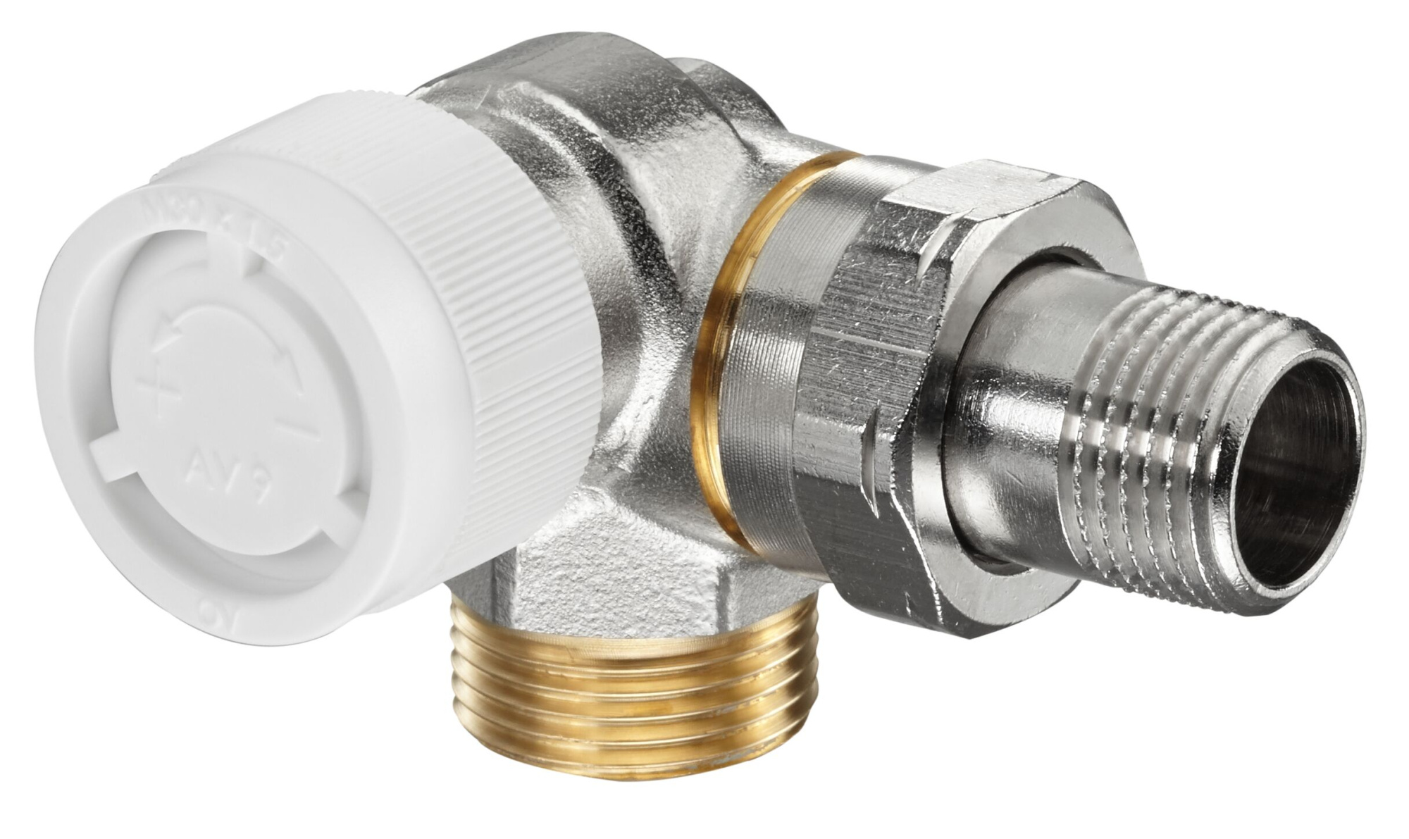 Вентиль термостатический OVENTROP серия AV9 DN15х3/4х1/2 угловой трехосевой (левое подключение)